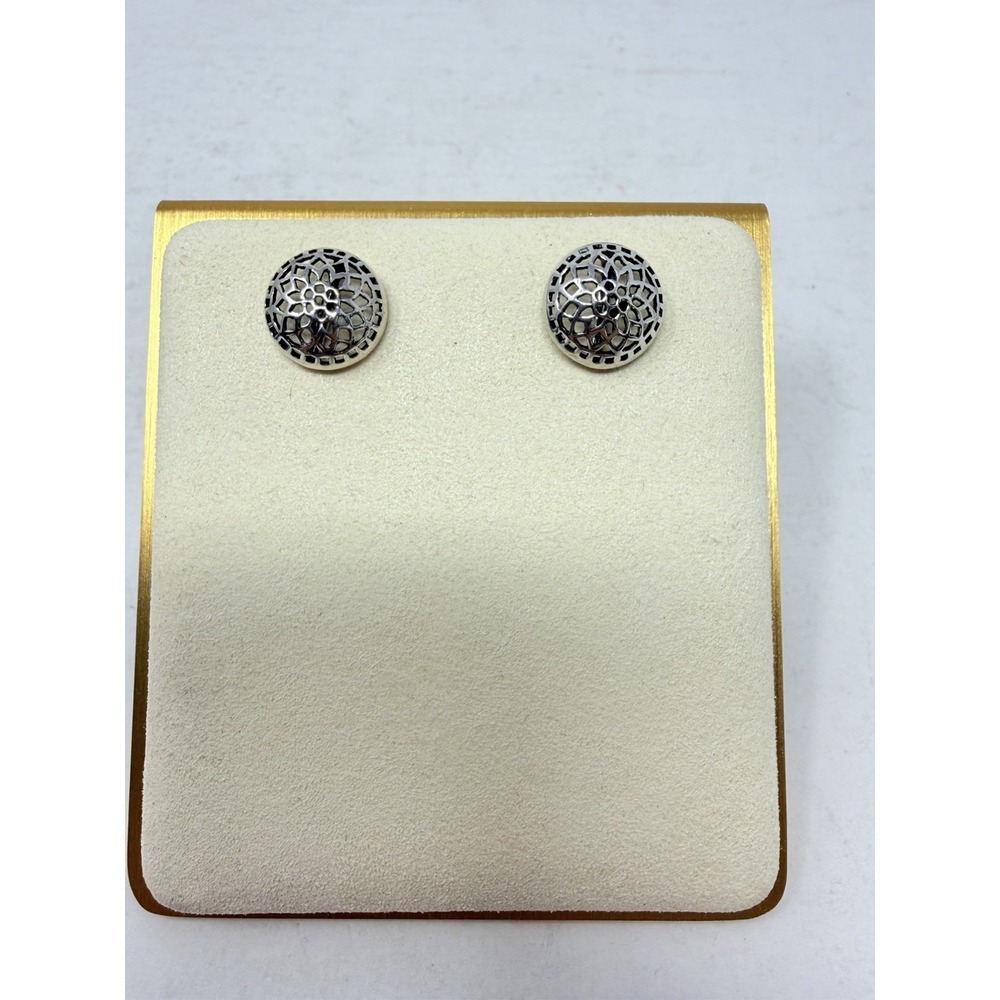 Shop LC Pierced Flower Post Back Stud Earrings in Sterling Silver 3.02 g 5441